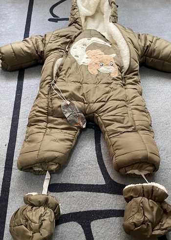 Kahverengi Kürklü Bebek Tulumu Kapüşonlu - Görsel 2