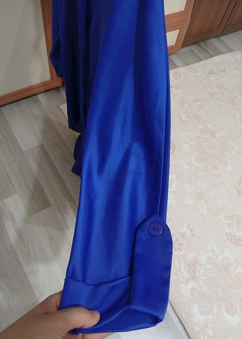 Mavi, Uzun Kollu saten tunik