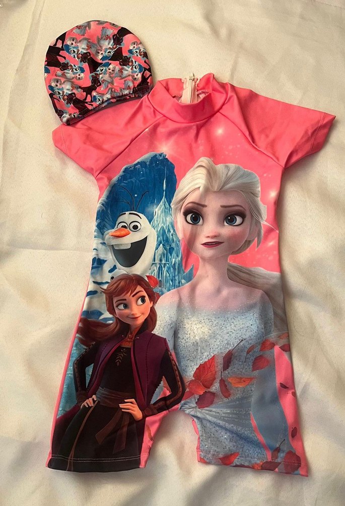 Pembe Kız Çocuk Kısa Kollu Frozen Mayo - Görsel 2