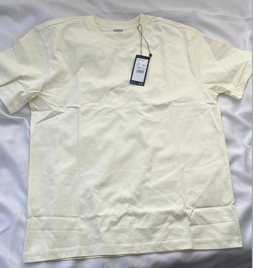 Erkek Beyaz Pamuklu Kısa Kollu Tişört - Görsel 2