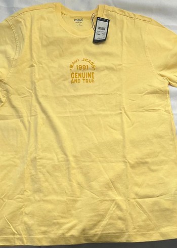 Sarı Denim Kısa Kollu Oversize Tişört - Görsel 3