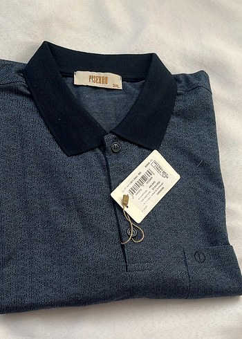 Düğmeli Kısa Kollu Lacivert Polo Tişört - Görsel 2