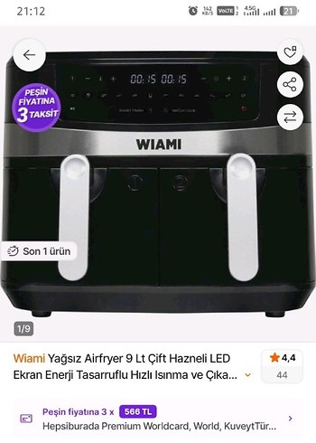 WIAMI Çift Sepetli 9L Hava Fritözü - Görsel 3