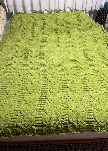 Parlak Yeşil Örgü Çocuk Battaniyesi - Görsel 2
