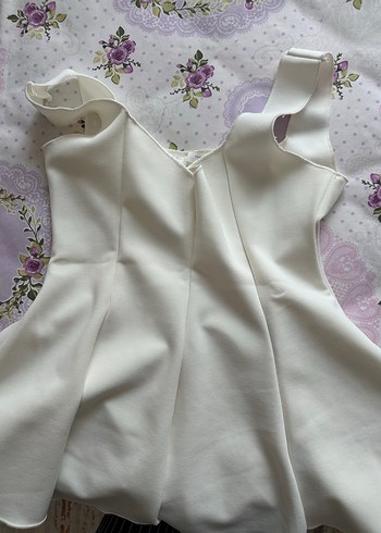 Zara Beyaz Drapeli Halter Yaka Midi Büstiyer Zara