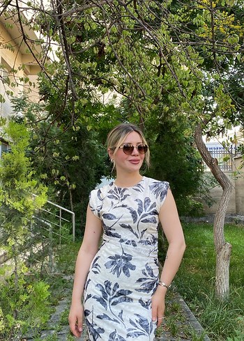 Gri Şeffaf Midi Kalem Elbise