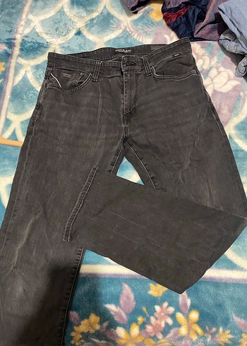 Gri Batik Desenli Bol Kesim Erkek Kot Pantolon - Görsel 2