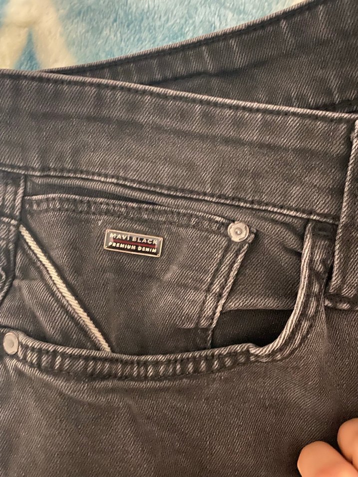 Gri Batik Desenli Bol Kesim Erkek Kot Pantolon - Görsel 3