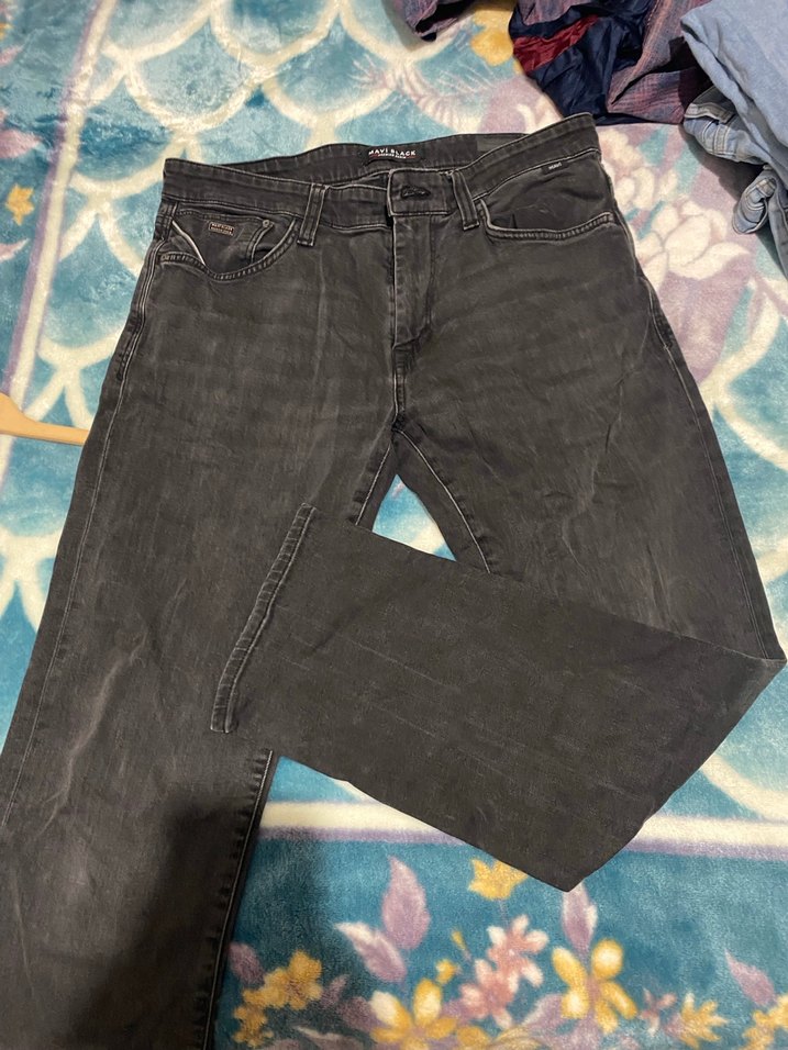 Gri Batik Desenli Bol Kesim Erkek Kot Pantolon - Görsel 2