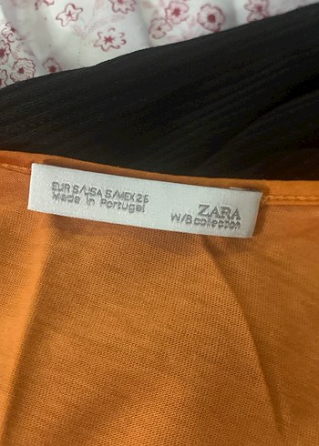zara turuncu saten v yaka crop - Görsel 3