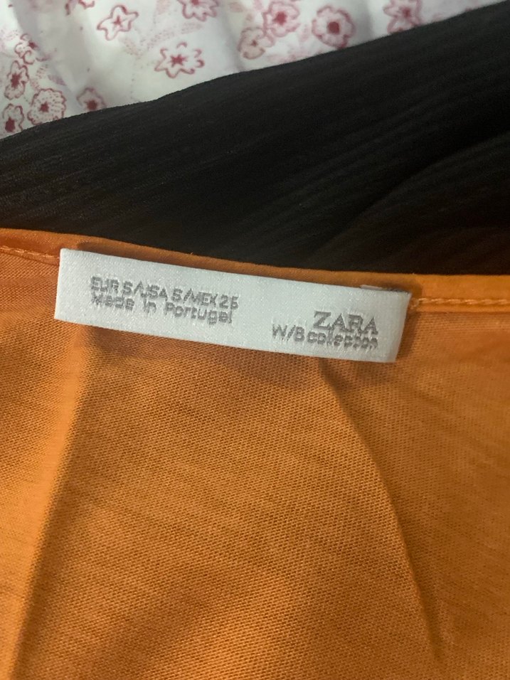 zara turuncu saten v yaka crop - Görsel 3