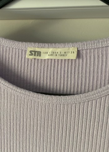 kadın mor kısa kollu fırfırlı tshirt - Görsel 3