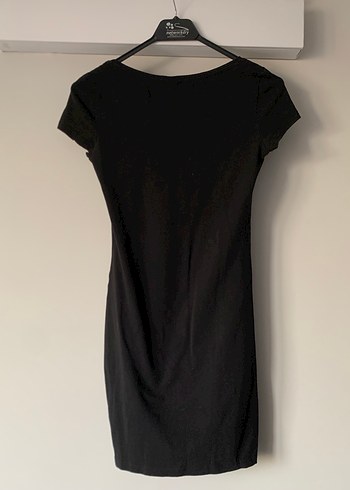 hm siyah kısa kollu midi elbise - Görsel 2