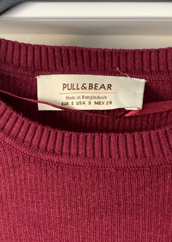 pull bear bordo kadın örgü yün kazak - Görsel 2