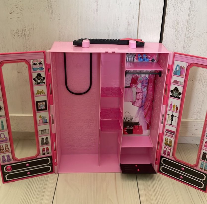 Renkli Pembe Barbie Çocuk giyim Dolabı - Görsel 4