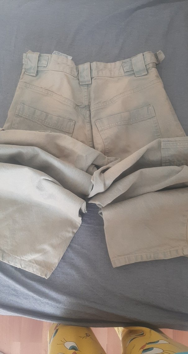 Bej Midi Kadın Bol Kesim Denim Pantolon - Görsel 5