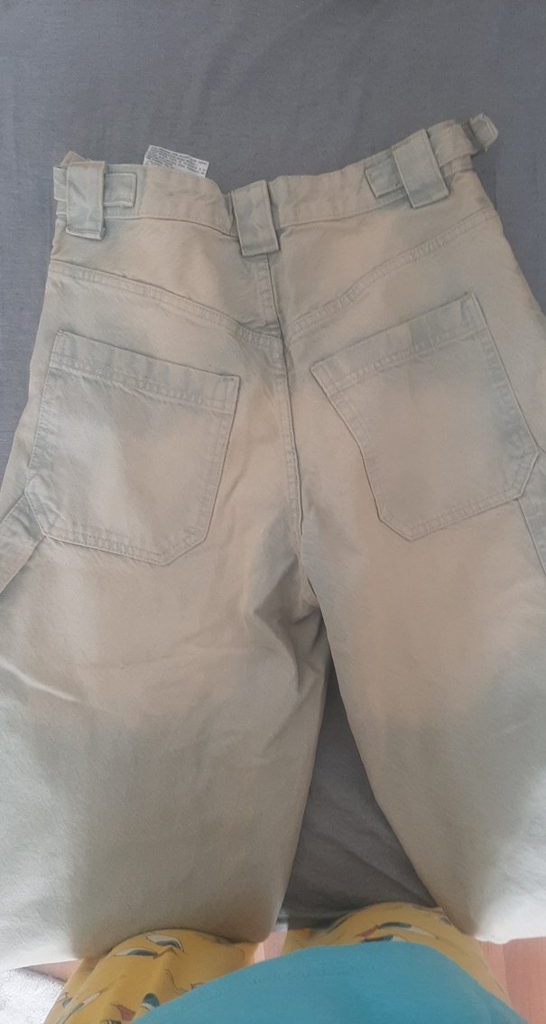 Bej Midi Kadın Bol Kesim Denim Pantolon - Görsel 4