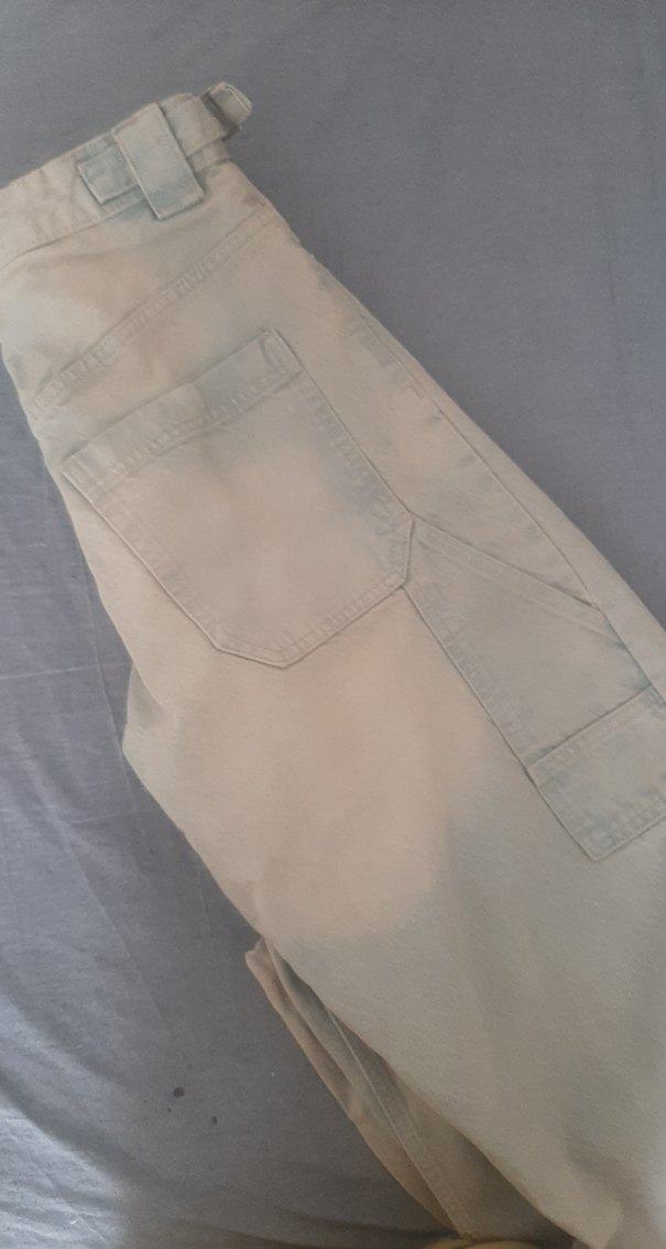 Bej Midi Kadın Bol Kesim Denim Pantolon - Görsel 2