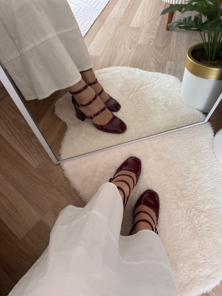 Bordo Parlak Platform Topuklu Kadın Ayakkabı - Görsel 3