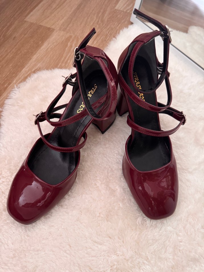 Bordo Parlak Platform Topuklu Kadın Ayakkabı - Görsel 2