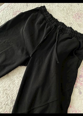 Siyah Loose Fit Keten Kadın Eşofman Altı