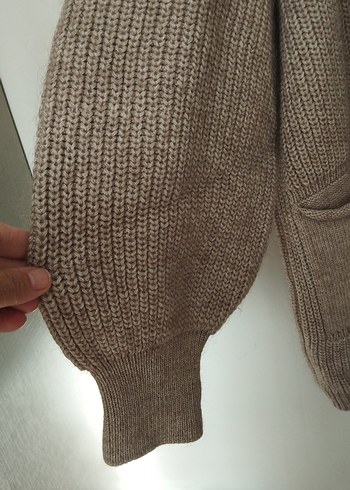 Bej Örgü Midi Kadın Hırka - Görsel 5