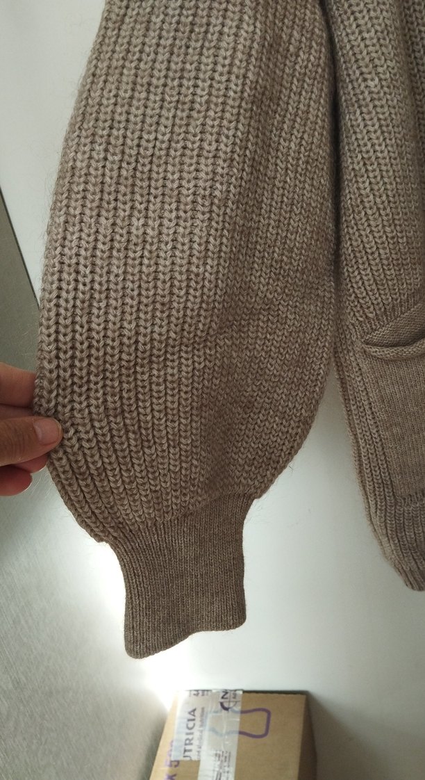 Bej Örgü Midi Kadın Hırka - Görsel 5