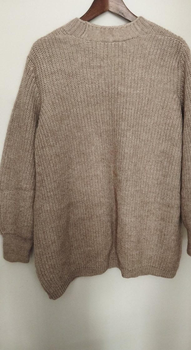 Bej Örgü Midi Kadın Hırka - Görsel 2