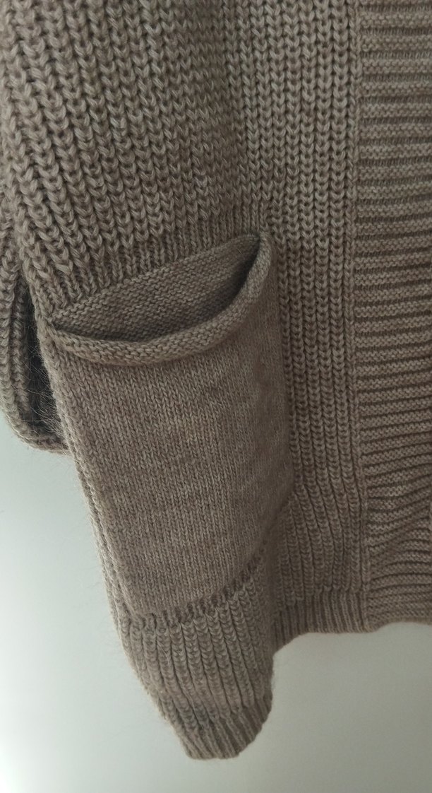 Bej Örgü Midi Kadın Hırka - Görsel 4