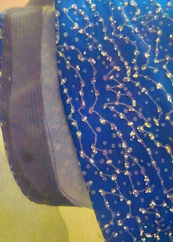 Mavi Uzun Kollu Drapeli Kadın Abiye - Görsel 2