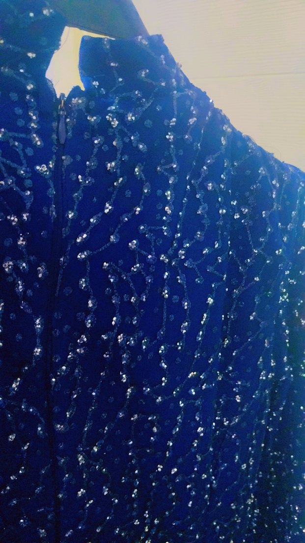 Mavi Uzun Kollu Drapeli Kadın Abiye - Görsel 3