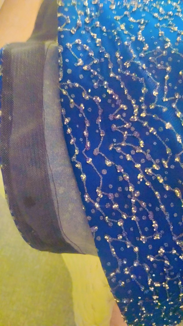 Mavi Uzun Kollu Drapeli Kadın Abiye - Görsel 2