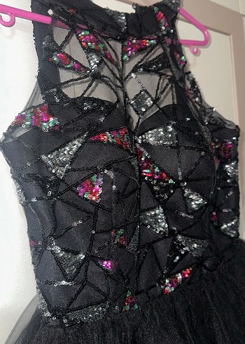 36 Beden siyah Renk Nakışlı Siyah Mini Gotik Parti Elbisesi