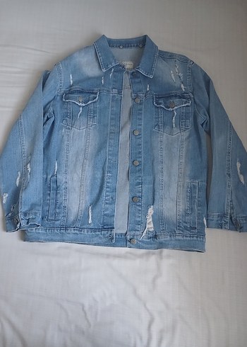 Düğmeli Mavi Kadın Denim Ceket