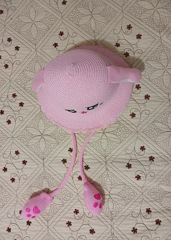 Diğer Nakışlı Pembe Örgü Çocuk Şapkası