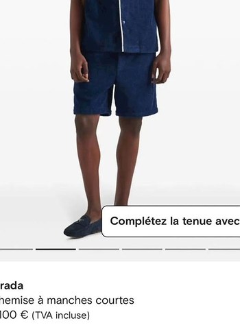 Erkek Lacivert Kısa Kollu Havlu Şort Takım - Görsel 3