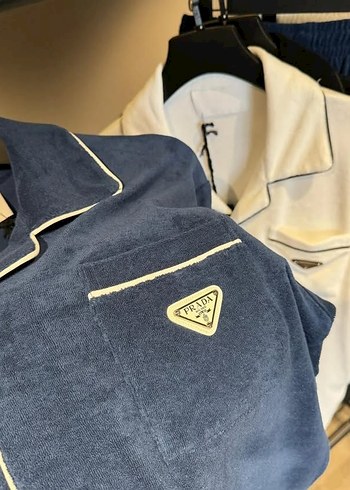 Erkek Lacivert Kısa Kollu Havlu Şort Takım - Görsel 2