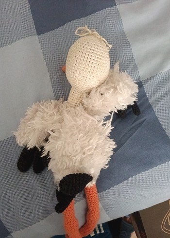 Beden Uzun Bacaklı Gri Peluş Oyuncak Kuş el yapımı