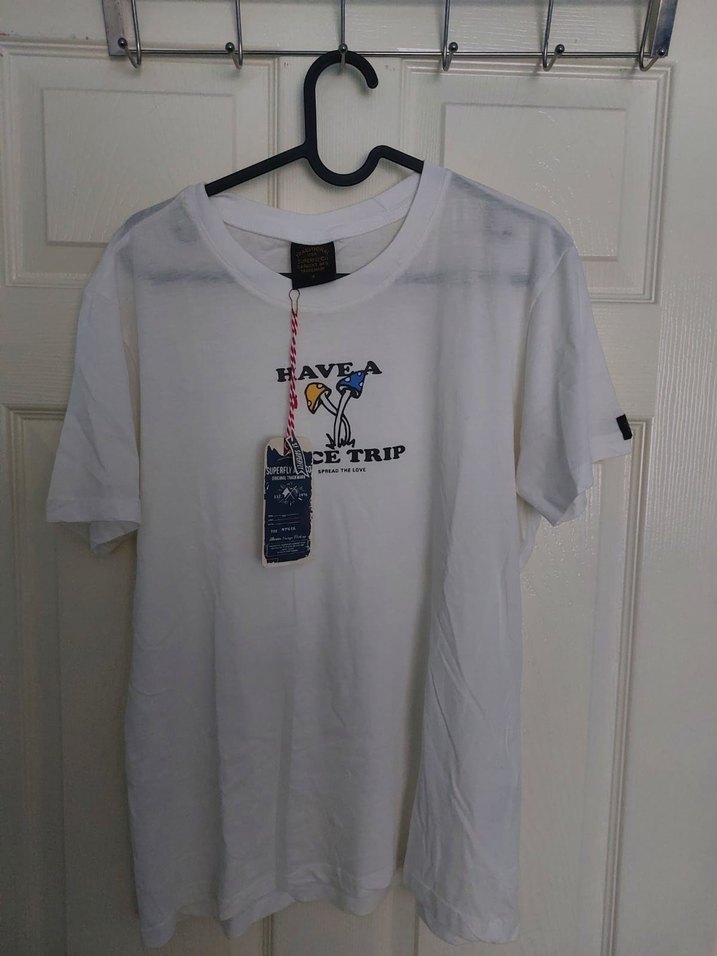 Beyaz Kısa Kollu Pamuklu Tişört - Görsel 5