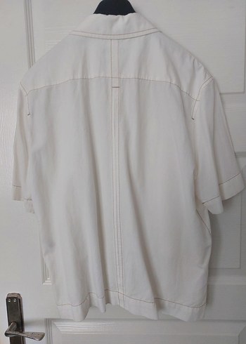 Beyaz Keten Düğmeli Kısa Kollu #Gömlek #ZARA - Görsel 3