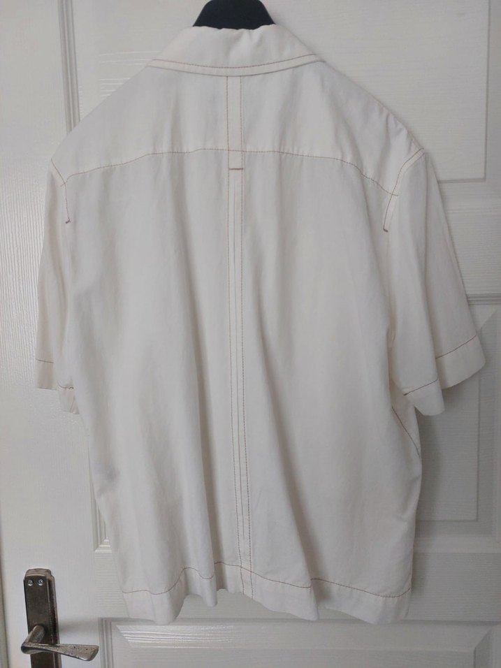 Beyaz Keten Düğmeli Kısa Kollu #Gömlek #ZARA - Görsel 3
