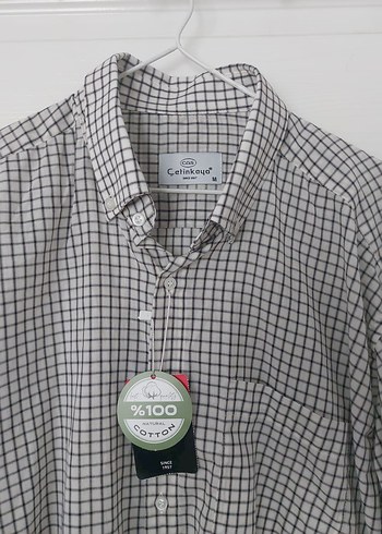 Erkek Beyaz Kareli Kısa Kollu Gömlek - Görsel 2