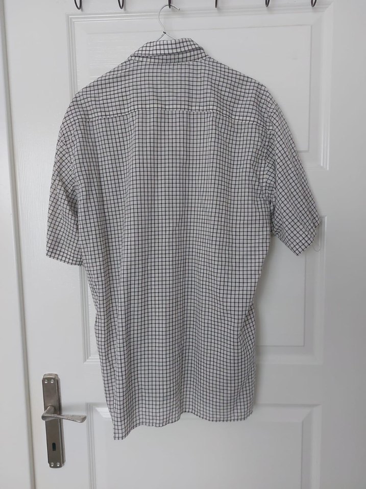 Erkek Beyaz Kareli Kısa Kollu Gömlek - Görsel 3