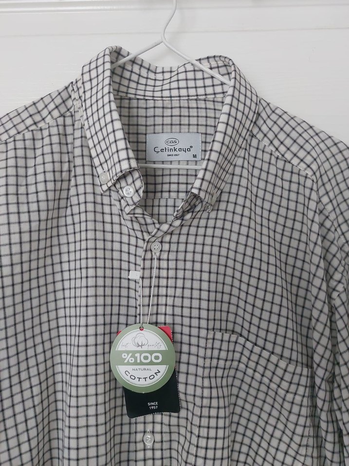 Erkek Beyaz Kareli Kısa Kollu Gömlek - Görsel 2