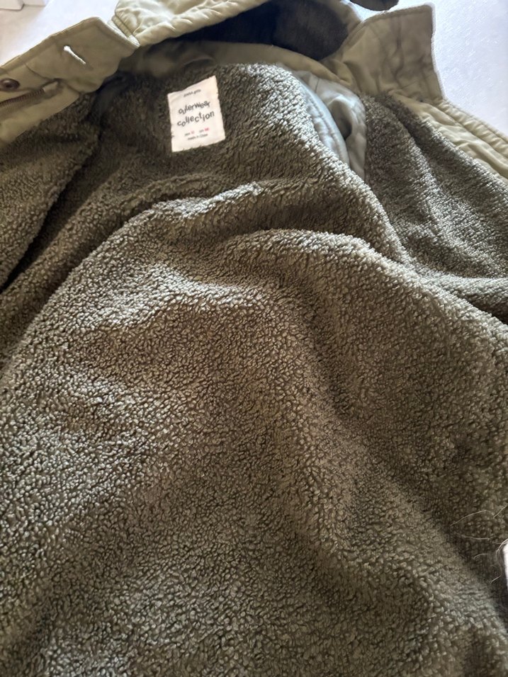 Düğmeli, Kapüşonlu Yeşil Nakışlı çocuk Ceket - Görsel 5