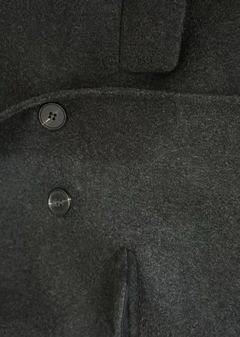 Koyu Gri Düğmeli Kaban - Görsel 2