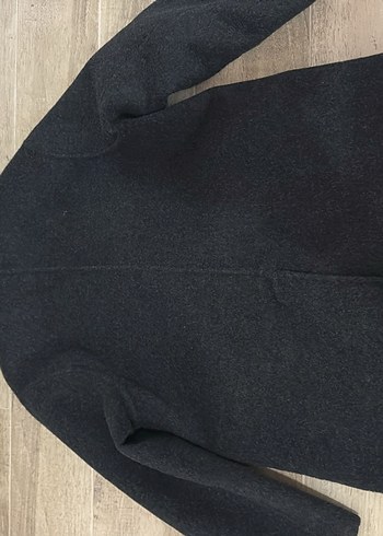 Koyu Gri Düğmeli Kaban - Görsel 4