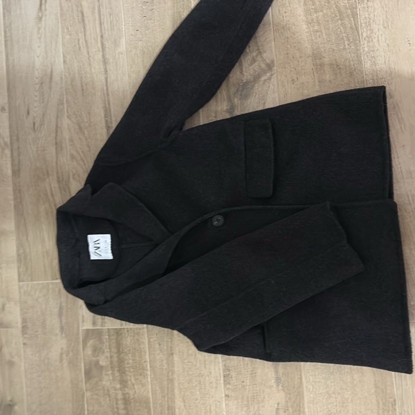 Koyu Gri Düğmeli Kaban - Görsel 3