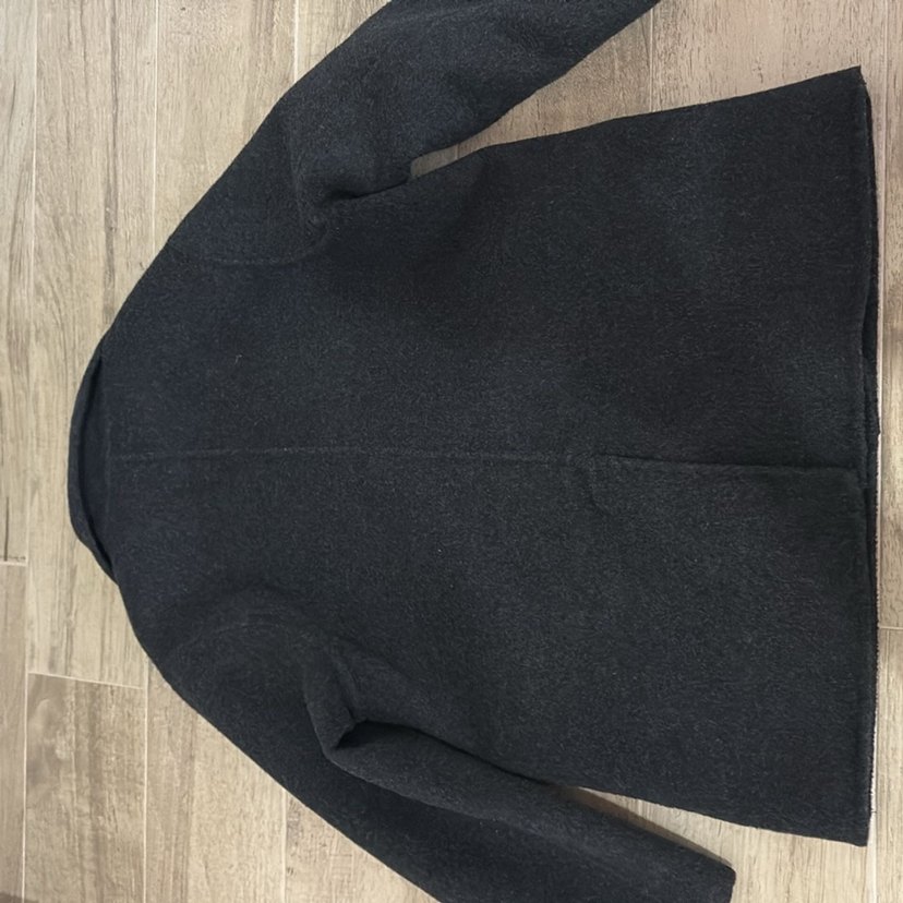 Koyu Gri Düğmeli Kaban - Görsel 4