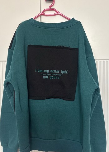 xs Beden Kadın Siyah Yeşil Salaş Sweatshirt